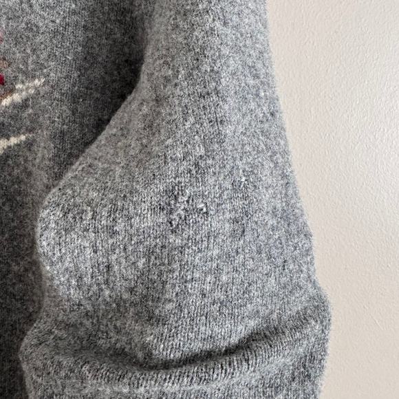 Ralph Lauren Vintage Lambswool Turtleneck Sweater Gray Medium Sledding Graphic - Picture 5 of 6